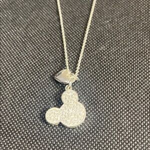 Disney Cz Elegant Silver Pendant Necklace 16 inch chain